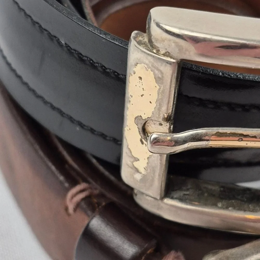 Cole Haan Gap Men's Leather‎ Belt Lot of 2 34 35 Black Brown Classic VTG 90s Y2K